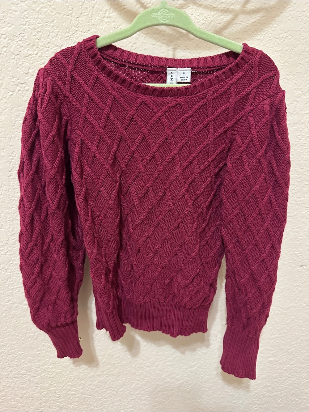 3/30$ Janie and Jack Cable Knit Crewneck Sweater - Berry
